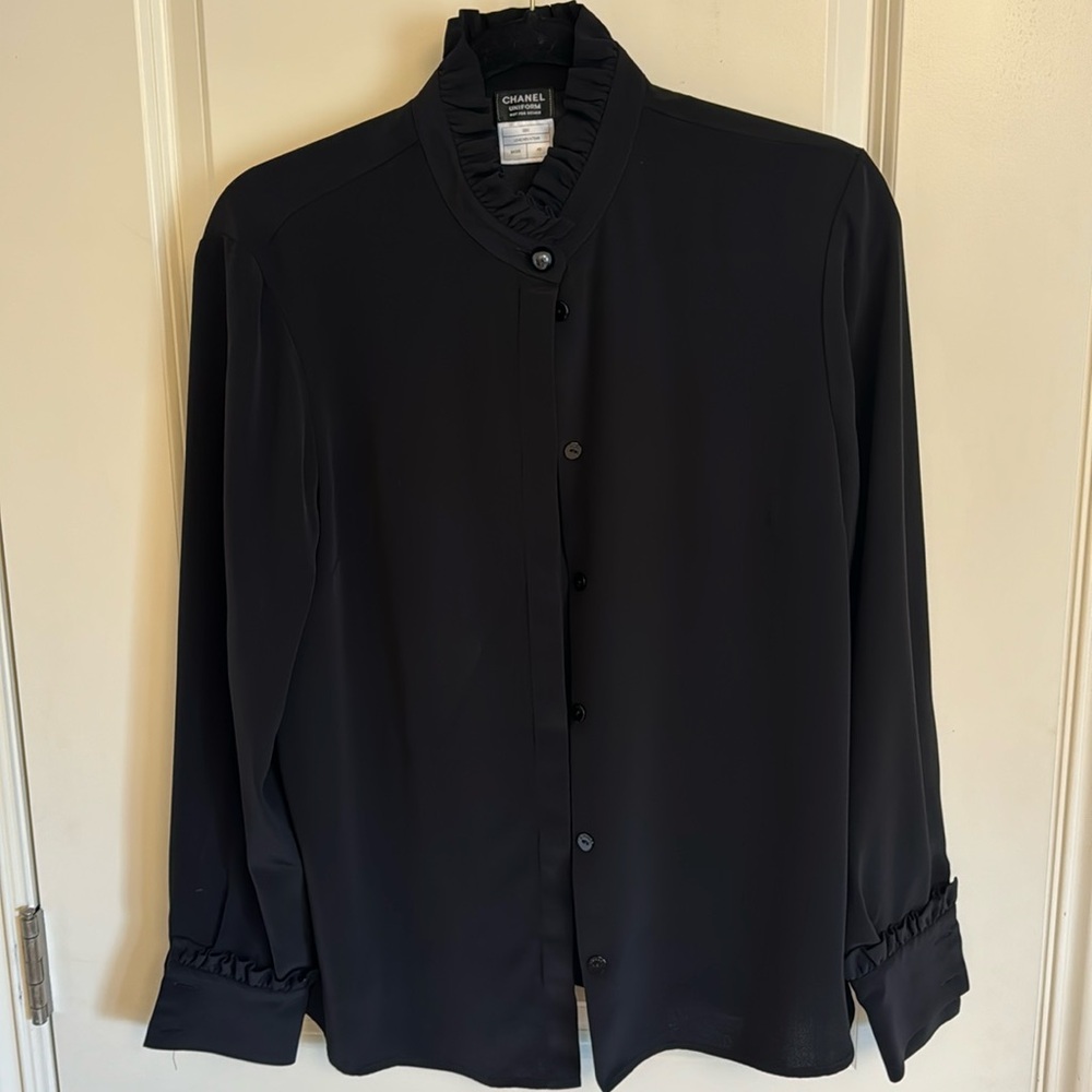 Chanel Size 40 black long sleeve blouse!